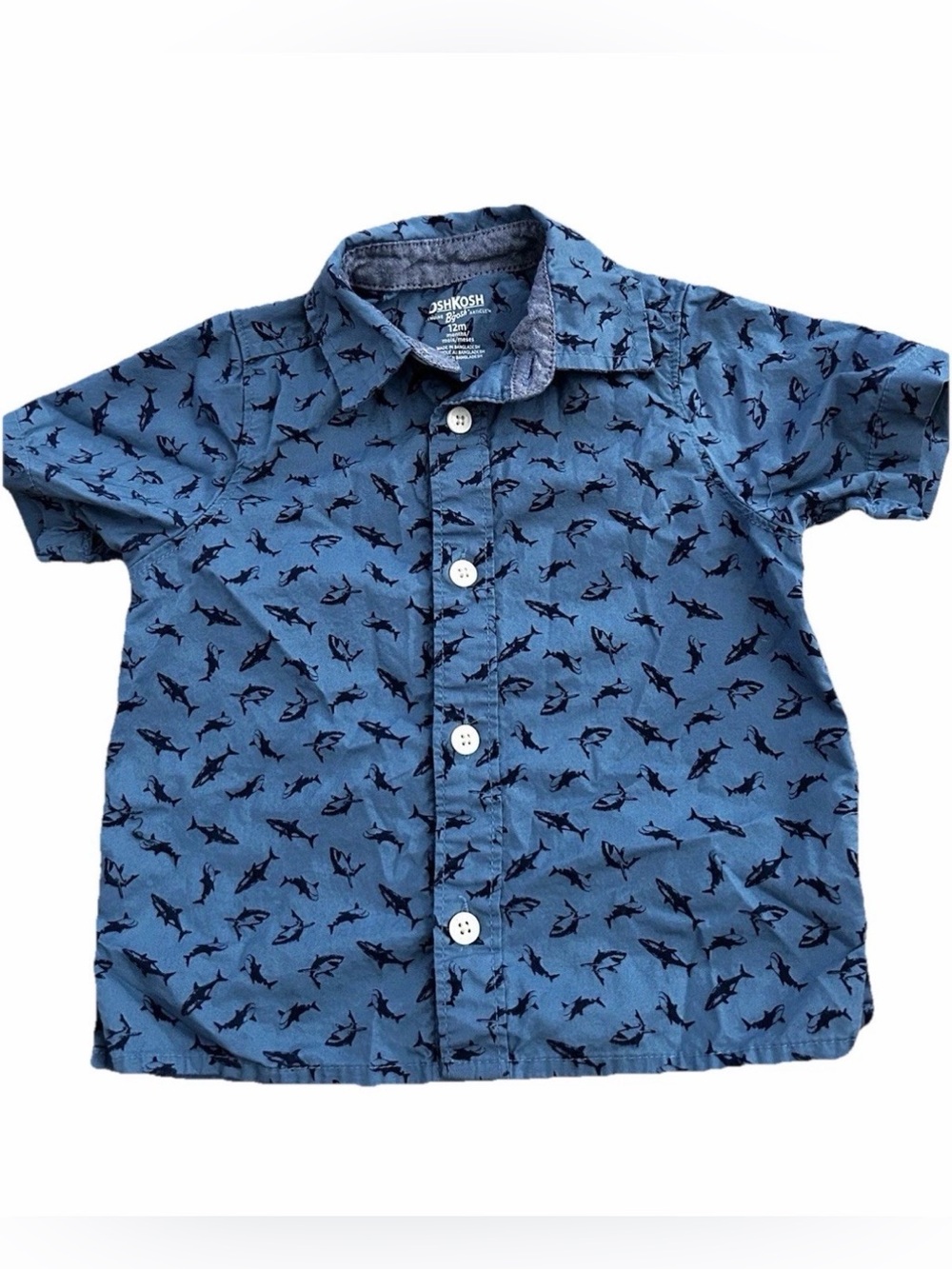 OshKosh B'gosh Navy Shark Pattern Button Down Shirt